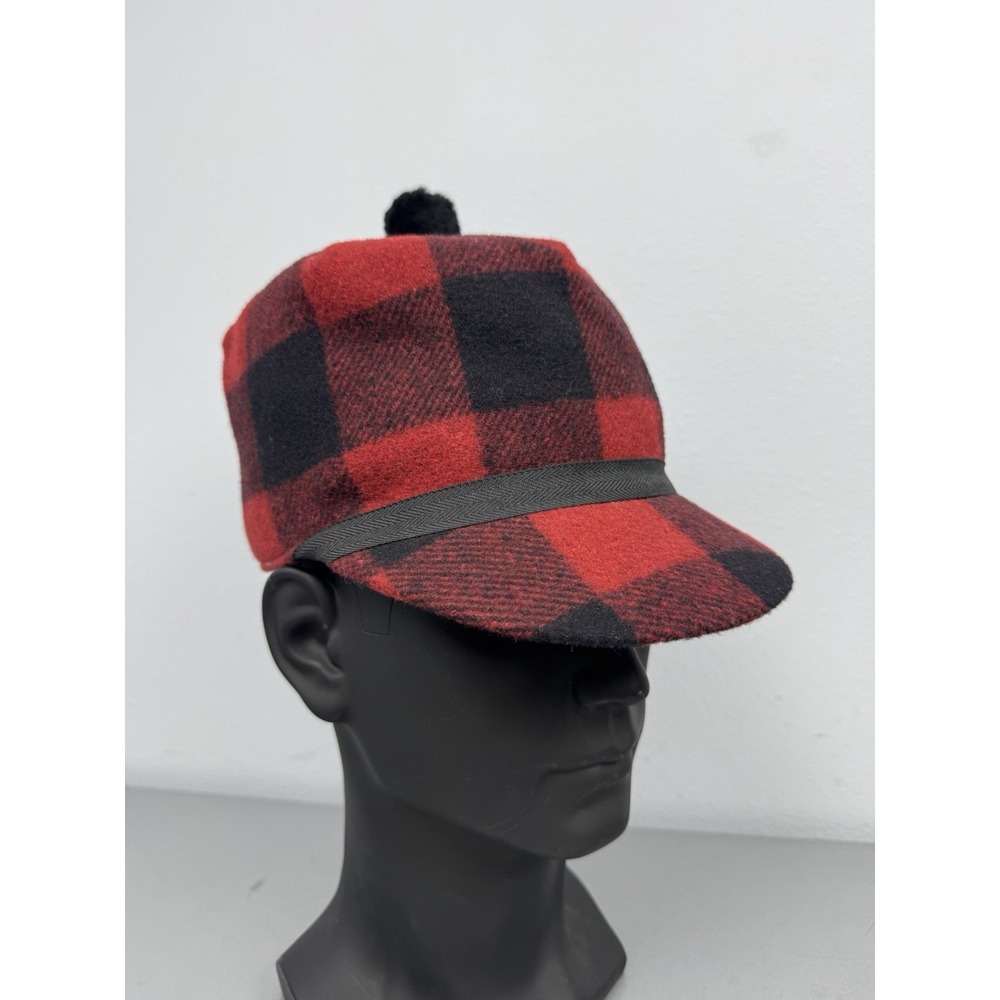 Crown Cap Stockmans Hat Size 7 1/8 Buffalo Plaid Red Black Scotch Wool Work NWT